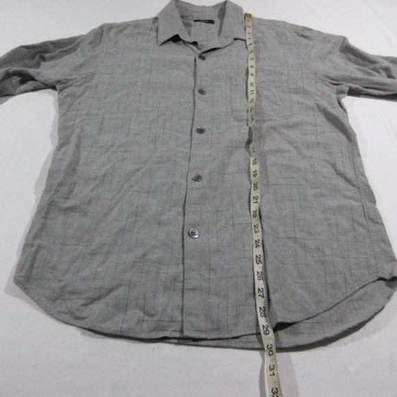 Theory Size Large Gray Men's Dress Shirt Collared Long Sleeve Button Closure   P - Picture 4 of 9